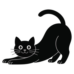 Feline character crouching and creeping isolated vector illustration on white background