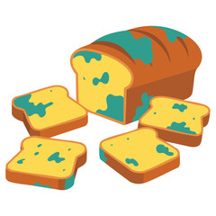 Not fresh bread loaf on cutting surface isolated vector illustration on white background