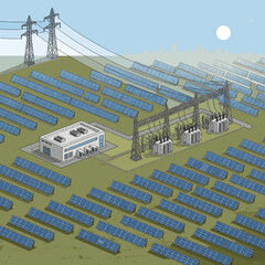  Isometric Vector Solar Power Plant Diagram