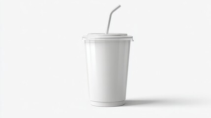 Generic White Cup with Straw for Beverage Mockup and Display