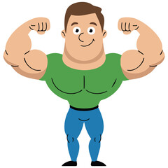 Sexy muscular jock in jeans isolated vector illustration on white background