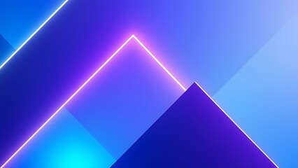 Futuristic composition of glowing geometric shapes in blue and purple gradients.