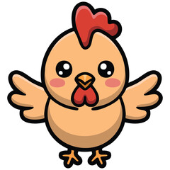Childrens cartoon baby rooster animal isolated vector illustration on white background