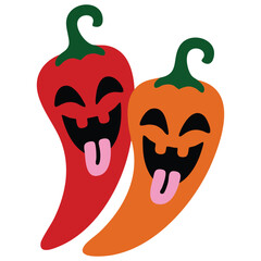 Scary face chili pepper mascot isolated vector illustration on white background