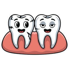 Caries dental problems oral hygiene isolated vector illustration on white background