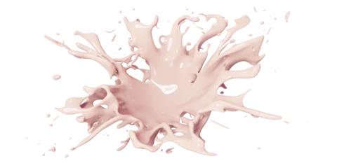 Fototapete Rund Milchshake Drips and splatters of milk fruit drink, isolated on transparent background. 3D illustration  © Orange Dragon Studio