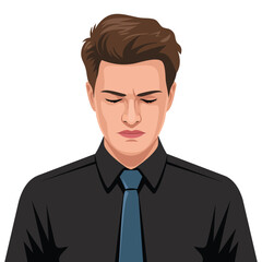 Businessman with painful headache isolated vector illustration on white background
