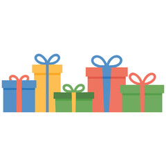 Collection of bright birthday gifts isolated vector illustration on white background