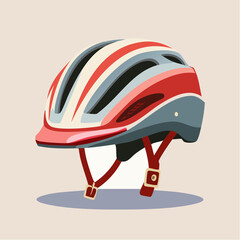 Fototapeta premium Colorful Flat Style Striped Cycling Helmet Safety Headgear Sport Accessory
