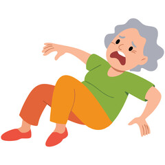 Senior woman accident tripping isolated vector illustration on white background