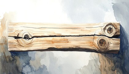 Watercolor depiction of a weathered log section