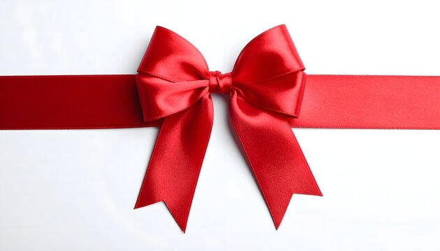 a close up of a red ribbon tied to a white box