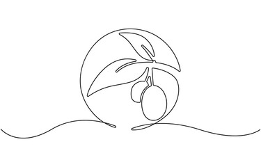 Continuous Line Drawing of Olive Icon.