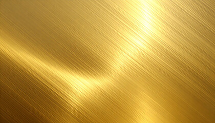 Close-up of a shiny, brushed gold metal surface with diagonal lines and highlights.