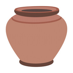 Clay pot vector illustration in flat style traditional earthenware container