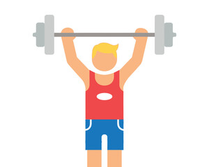 Vector illustration of man lifting a barbell overhead