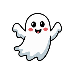 Cute ghost cartoon illustration for Halloween season, vector graphic design and clip art character image.
