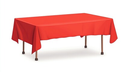 Red tablecloth table isolated