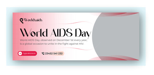 World aids day template design or aids facebook cover design