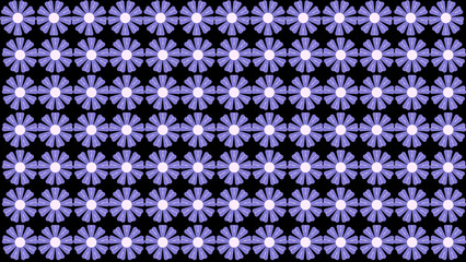 Seamless Pattern of Light Purple Flowers on a Black Background