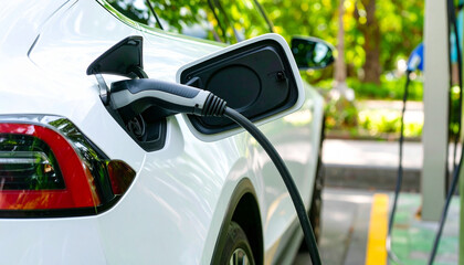Black sports car driving fast on a busy city street with traffic and lights
