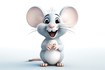 Cute cartoon mouse character smiling happily with a plain white background, ideal for children's media