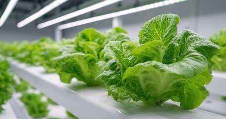 Fresh lettuce plants in a hydroponic farm