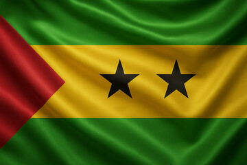 Naklejka premium National waving flag of São Tomé and Príncipe