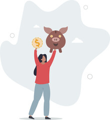 Saving money, investment or financial profit, earning growth, save money for future or wealth and deposit concept.life and employment of people.