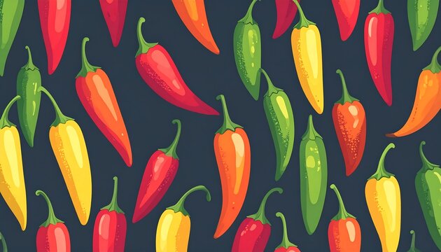 Colorful chili peppers pattern