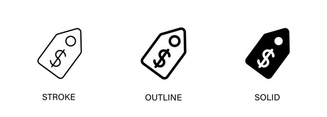 Price tag icon. Vector icon with line and solid style.