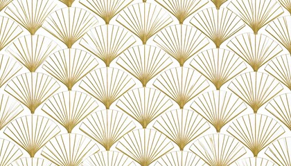 Gold Art Deco Fan Pattern, Elegant Geometric Seamless Design