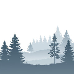 pine tree forest silhouette vector illustration