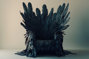 Throne of Black Feathers A Majestic and Intricate Avian Seat Design Concept
