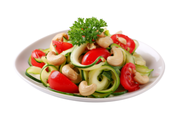 Vibrant spiralized zucchini salad with cherry tomatoes and cashews