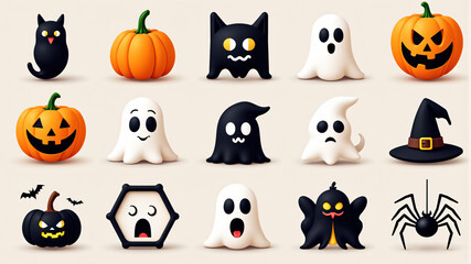 Spooky Halloween Decorations with Pumpkins and Ghosts