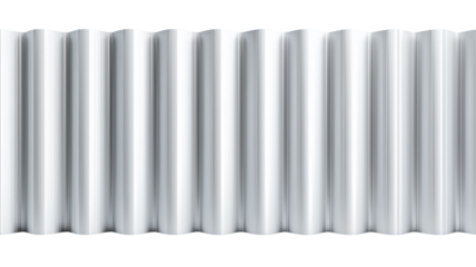 Modern 3d corrugated panel with steel-like finish ideal for architectural design and texture backgrounds transparent background