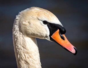 Close-up swan profile, elegant neck