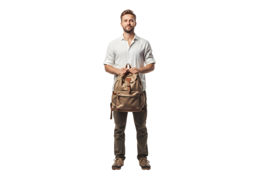 Man with Backpack Ready for Adventure and Travel