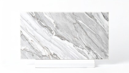 Light Gray Marble Slab with White Veins on a White Background