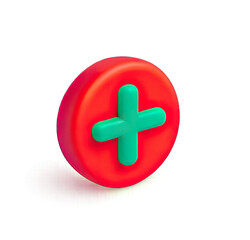 Obraz premium A red and green plus sign on a red circle against a transparent background.