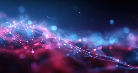 Abstract digital network of swirling particles