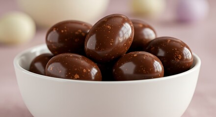Chocolate eggs in bowl