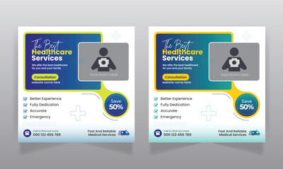 Medical healthcare social media banner design and web banner template