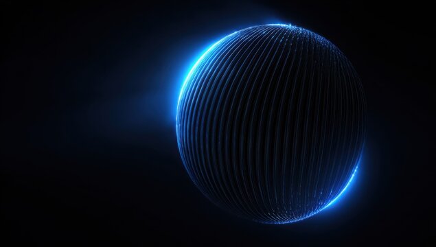 Abstract sphere with glowing blue light