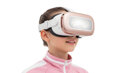 Close-up of a young person wearing a virtual reality headset, exploring digital worlds