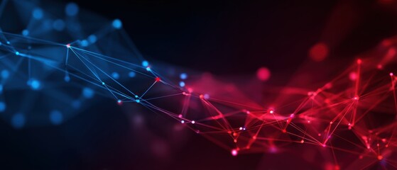 Abstract network design with blue and red glowing nodes and lines