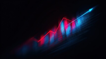 Neon Growth Bar Chart: Futuristic Finance & Business