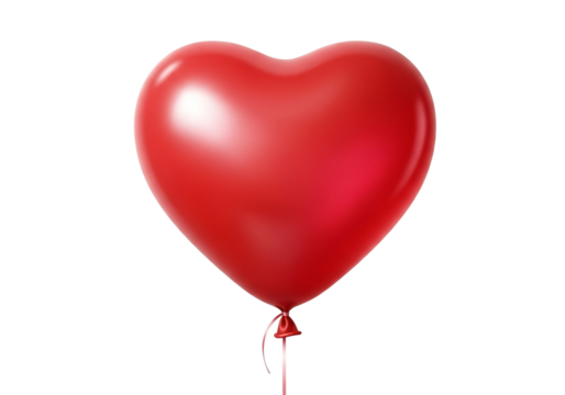 Red heart shaped balloon isolated on transparent background