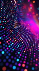Obraz premium Bright Neon Dots Pattern: Abstract Futuristic Background with Depth
